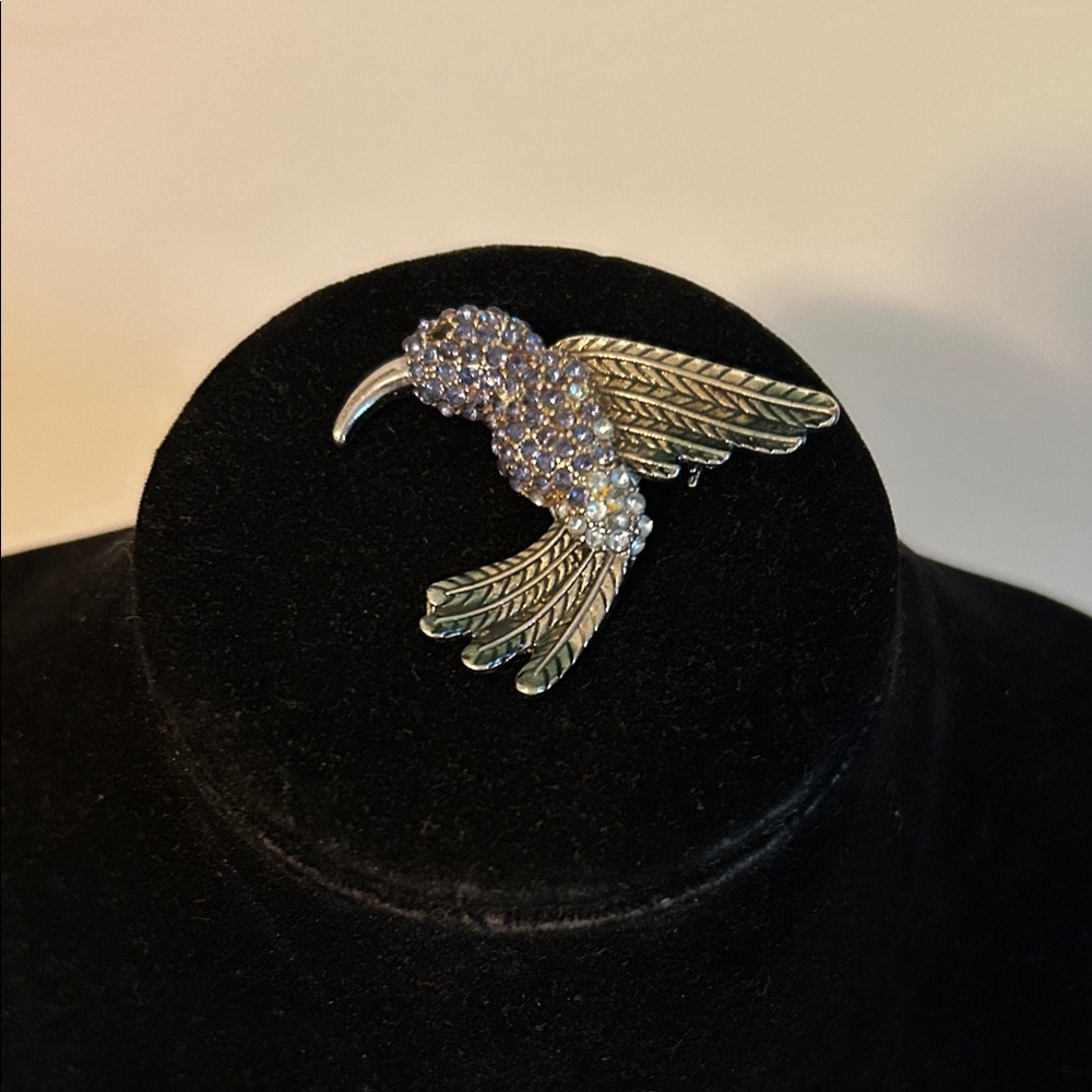 Silver and Purple Bird Brooch